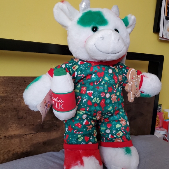Build A Bear Christmas Holiday Mooey Cow with Holiday PJs and Cookies & Milk - Picture 2 of 4